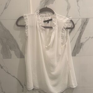 White House Black Market White Ruffle Blouse